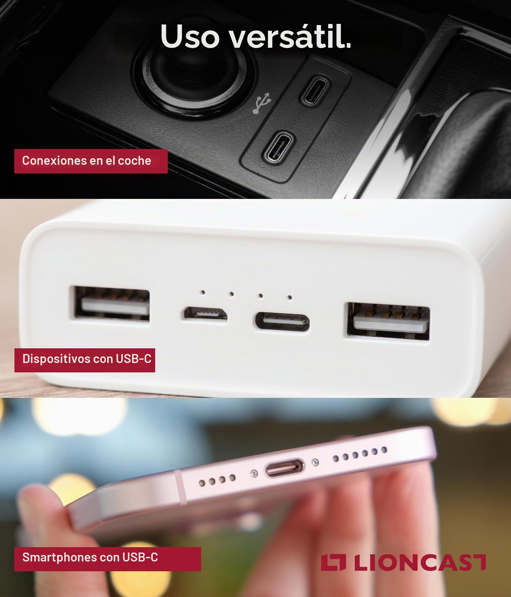 LIONCAST® Cable USB-C (4m) - Cable de Carga para Mando PS5 - Carga Rápida y Transferencia Eficaz - Cable USB Tipo-C Duradero de 4m - Compatible con Xbox One, iPhone 15 y Dispositivos USB-C