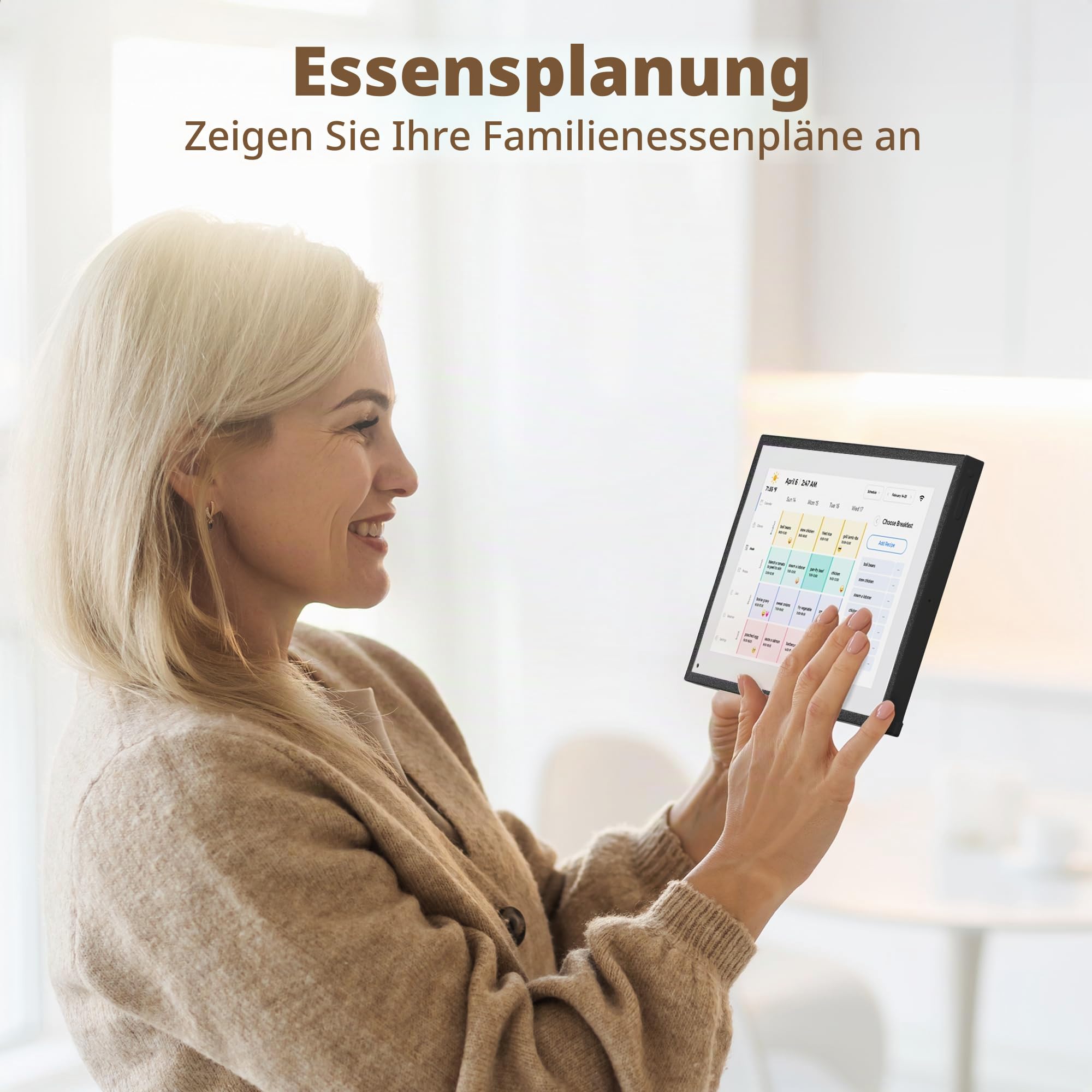 Dragon Touch 10,1'' Digitaler Kalender - Hausarbeitstabelle Interaktiver Touchscreen mit 32GB Speicher, Intelligenter Familienplaner Tischkalender für den Schreibtisch Nahtlose Terminplanung-Schwarz