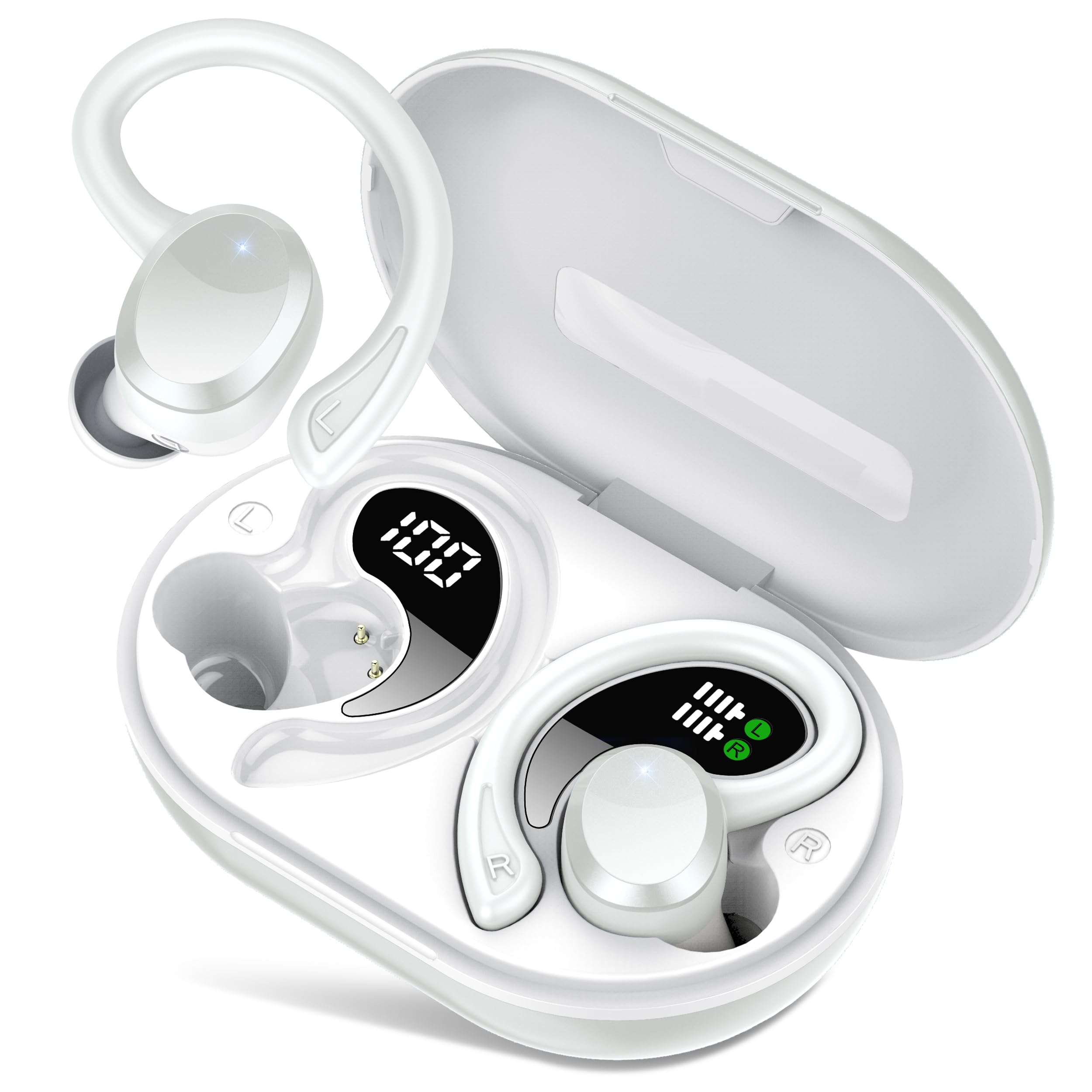 Bluetooth Kopfhörer Sport, 2026 in Ear Kopfhörer Kabellos Bluetooth 5.4 mit HD Mic, Herausragender Sound, 68 Std Spielzeit, Comfort Fit, Dual LED-Anzeige, IP7 Wasserdicht Ohrhörer mit Ohrhaken