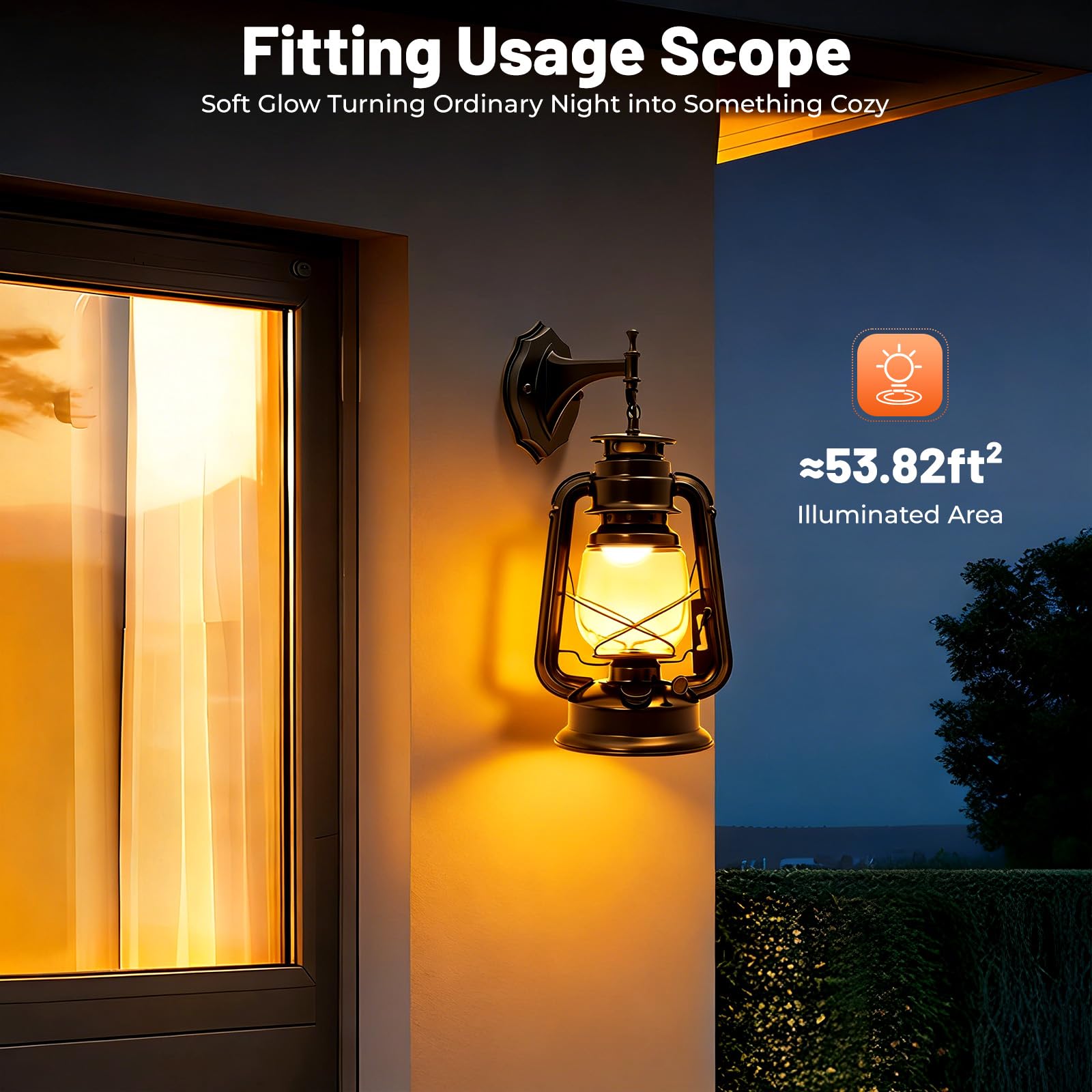 Latarnia ścienna LED w stylu vintage, czarna, E27, 5 W, 3000 K, metalowa, 38 cm