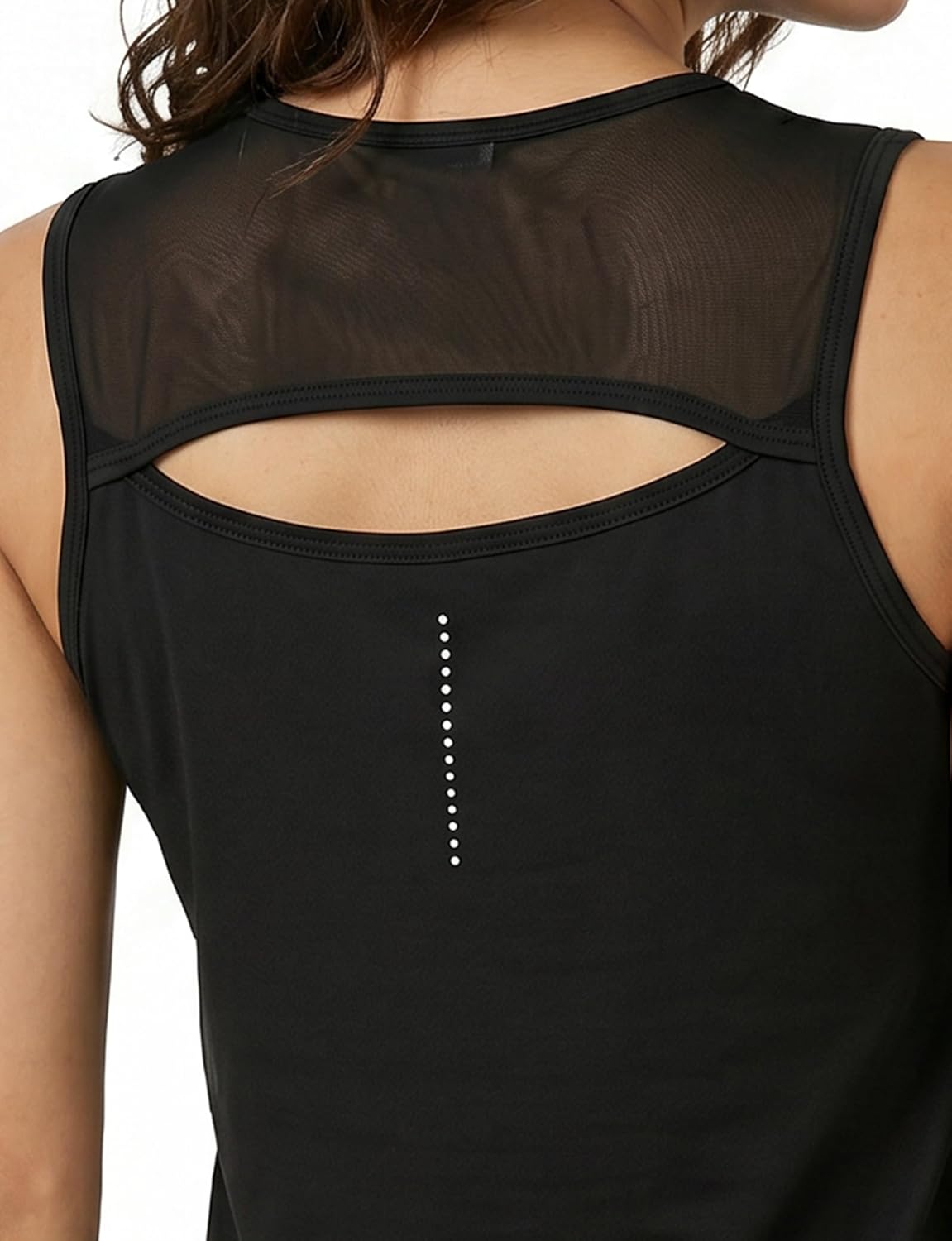 Women's Mesh Back Workout Tank Tops Loose Fit Open Back Athletic Yoga Shirts Sleeveless Cut Out Gym Activewear