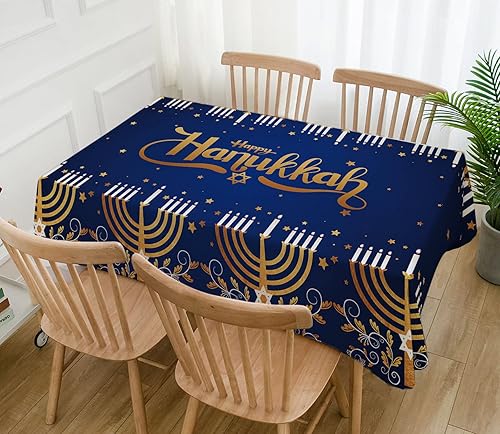 Miniatura 2 de Hafangry Mantel con texto en inglés «Happy Hanukkah» de Janucá, menorá, hebreo, festival de luces, decoración para el hogar, comedor, cocina, 60 x