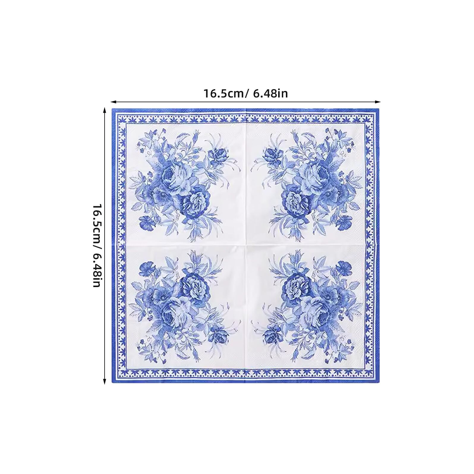 120 Unidades Servilletas Desechables Vintage de Papel Diseño Elegante Chinoiserie Azul, Resistentes al Desvanecimiento, Ideales para Reuniones Festivas y Uso de Invitados