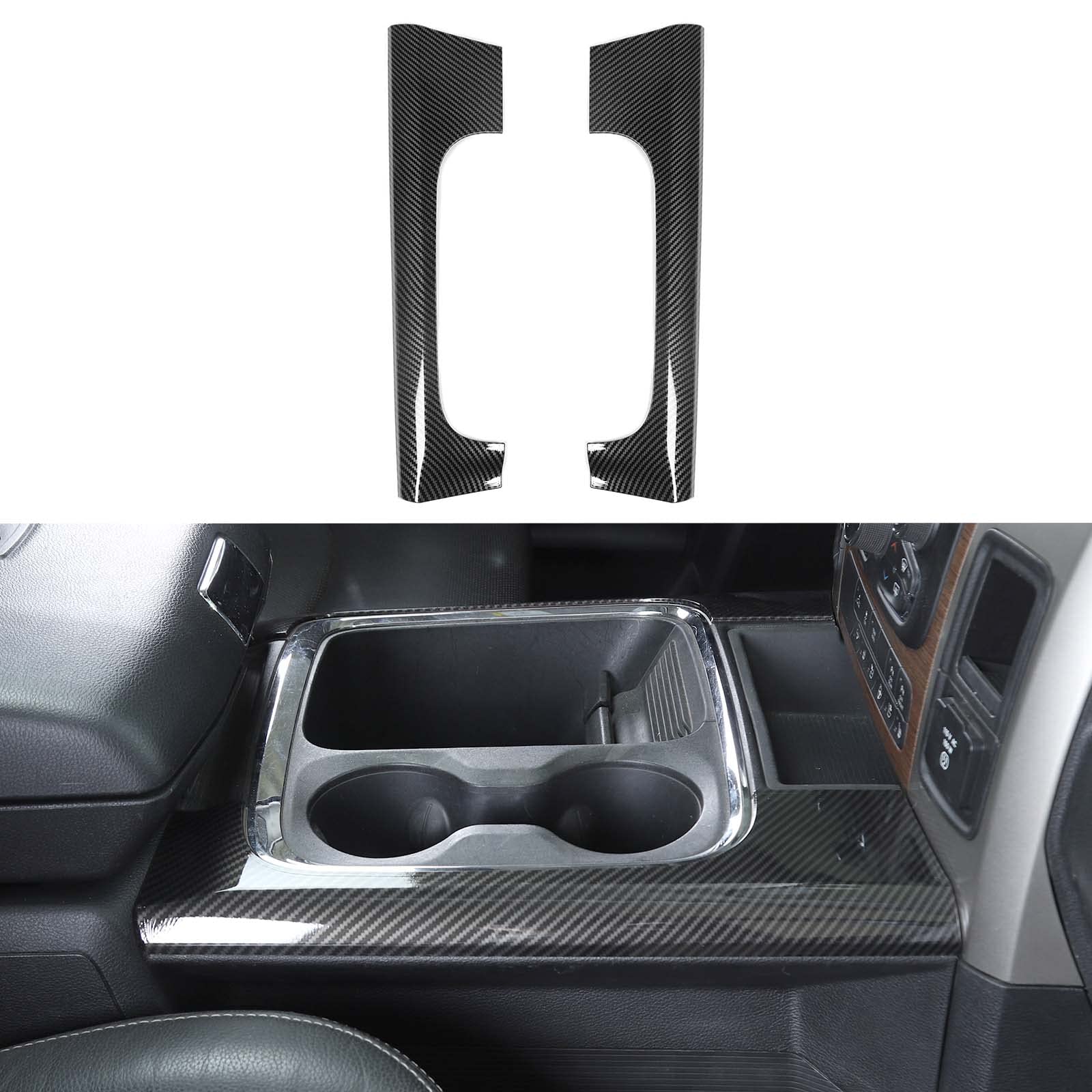 Compatible with Dodge RAM 1500 Center Console Front Seat Gear Side Panel Decoration Cover Compatible with RAM 1500 2012-2017(ABS) (Carbon Fiber Black)