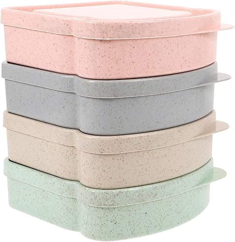 DOITOOL Caja de sándwich en forma de tostada, 4 recipientes de almacenamiento de alimentos, soporte para preparación de comidas, congelador, cajas