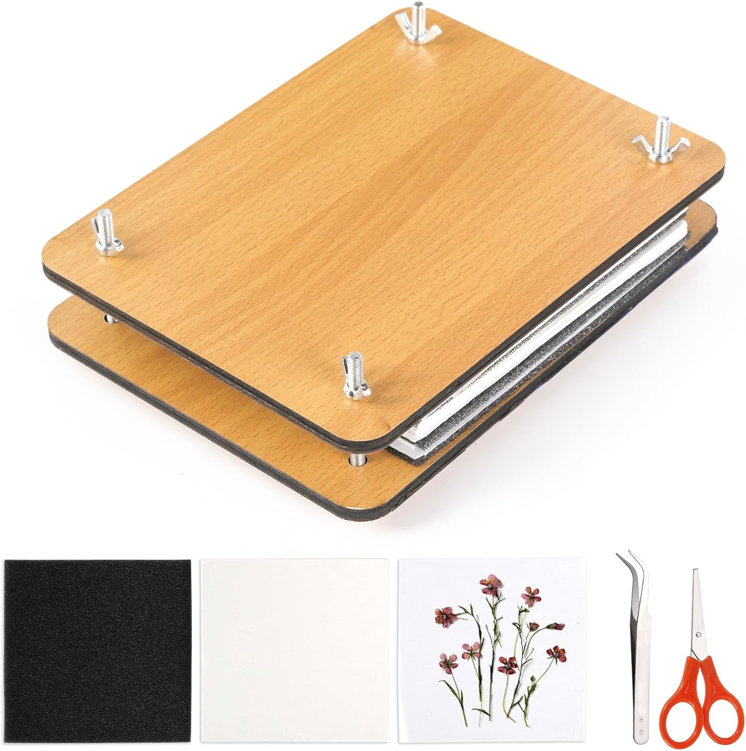 Noamus 54Pcs Flower Press Kit, 7" x 9.5" 6-Layer Wooden Leaves Pressing Kit for Adult, Solid Wood Book Pressed Plant Preservation Kits, DIY Arts Dried Flowers Craft Tool for Gift - Image 9
