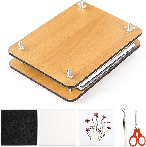 Miniatura 7 de Noamus Kit de prensa de flores de 54 piezas, 7 x 9.5 pulgadas, kit de prensado de hojas de madera de 6 capas para adultos, kit de preservación de