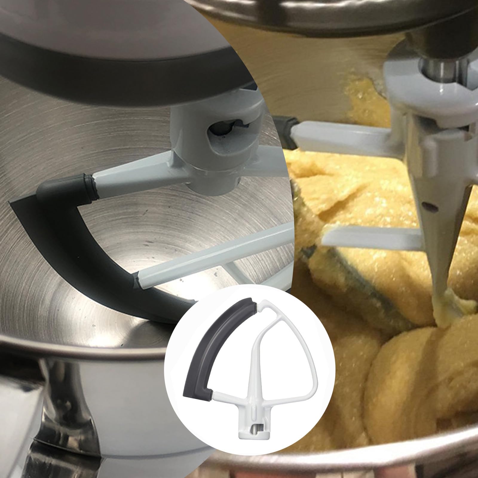 Flex Edge mieszadło do miksera KitchenAid, elastyczne mieszadło płaskie z silikonowymi krawędziami, akcesoria KitchenAid do misek o pojemności 4,5-5 kwart, metalowa nasadka pomocnicza kuchenna
