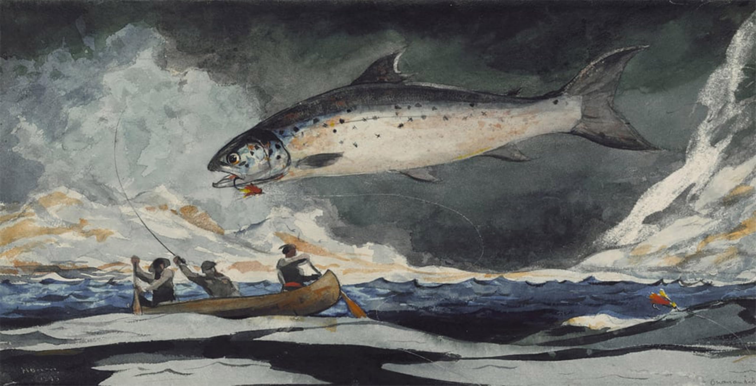 ARTXLXXBN Famous Prints Artwork Pictures Poster Painting Art a Good Pool Saguenay River by Winslow Homer Artwork Landscape Pictures for Home Decor 60x90cm