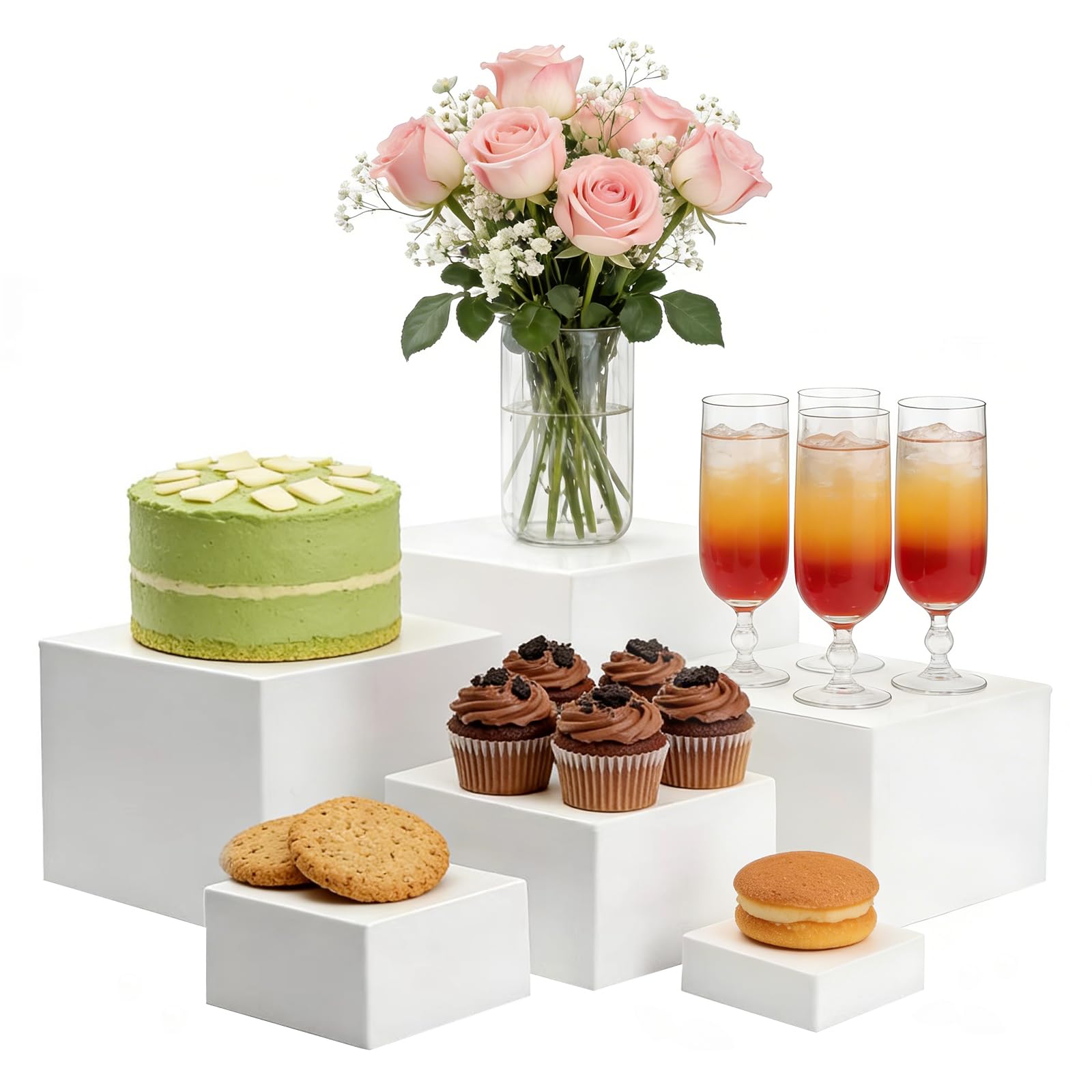 Présentoir à Cupcakes Acrylique Transparent Support Buffet de Fête 6 Pièces
