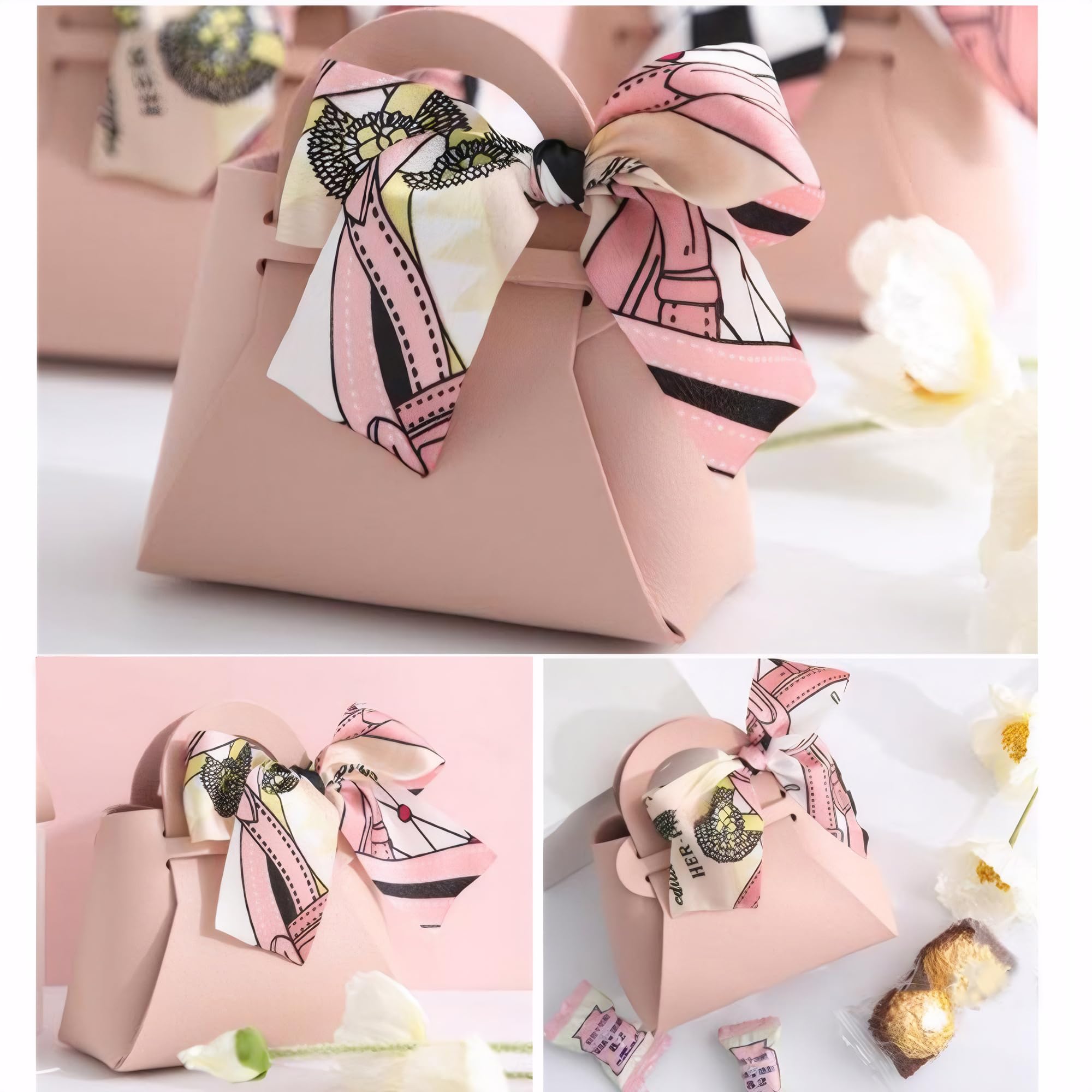 qczoyp Sacchetti regalo in pelle con manici: 10 sacchetti per bomboniere con nastro, mini sacchetti regalo riutilizzabili per bomboniere, compleanni, baby shower, matrimoni, bomboniere, regali per le