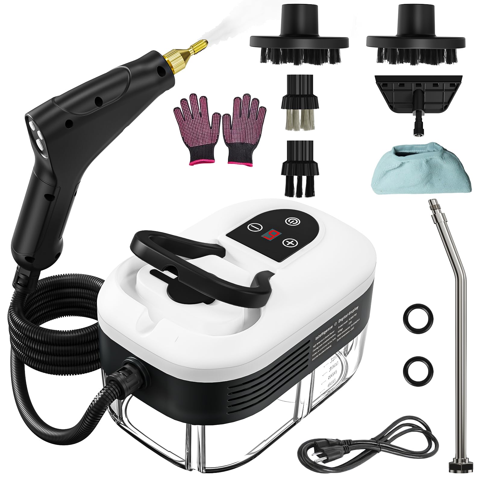 Portable Steam Cleaner 2500W Pressurized Handheld Steam Cleaner with 1 2L Water Tank 6 Levels Steam Output 15s