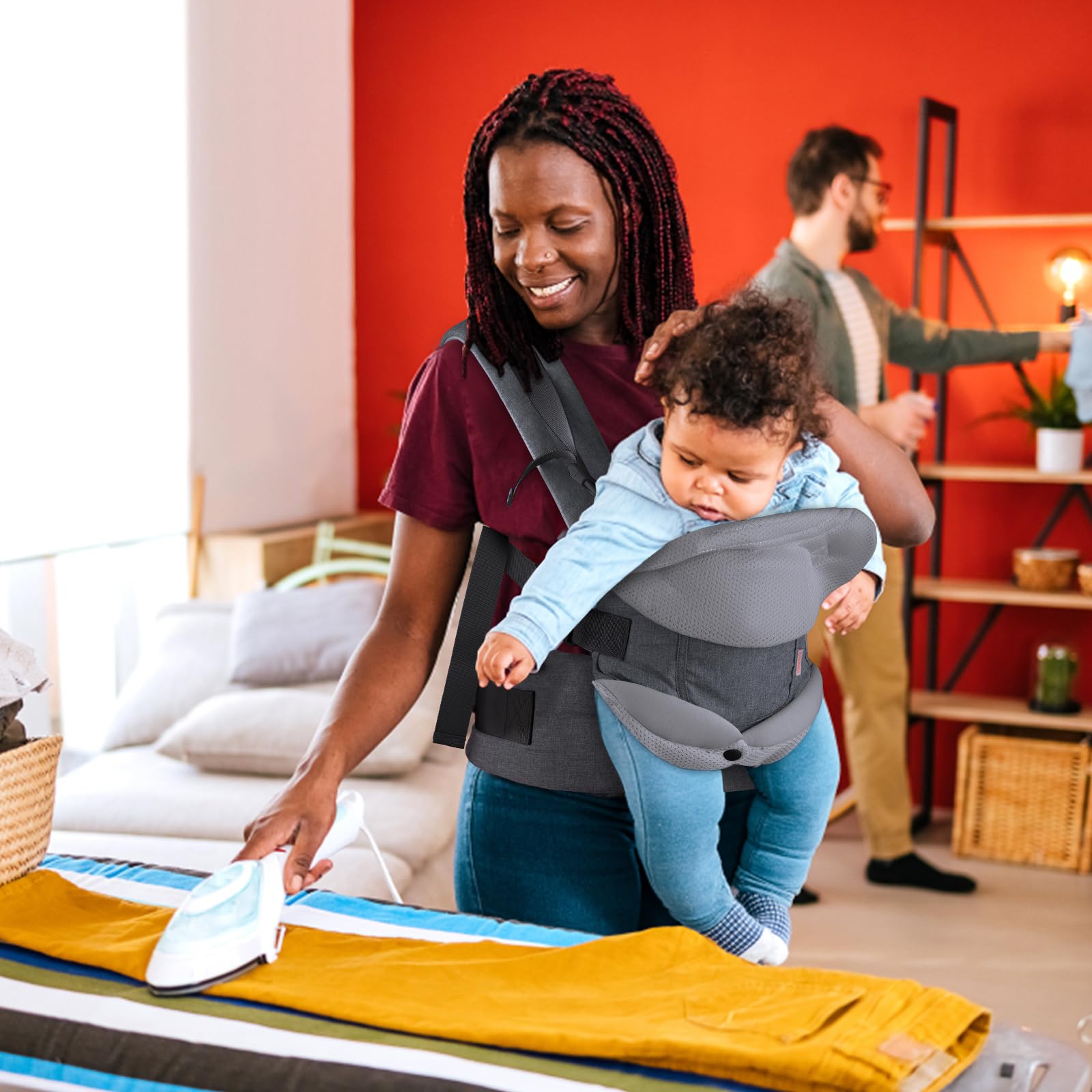 GAGAKU Porte-bébé pour bébés et tout-petits de 0 à 36 mois, Advanced 4-en-1 Porte bebe Facile à porter en position face à face vers l'avant et vers l'arrière pour enfants-Gris foncé