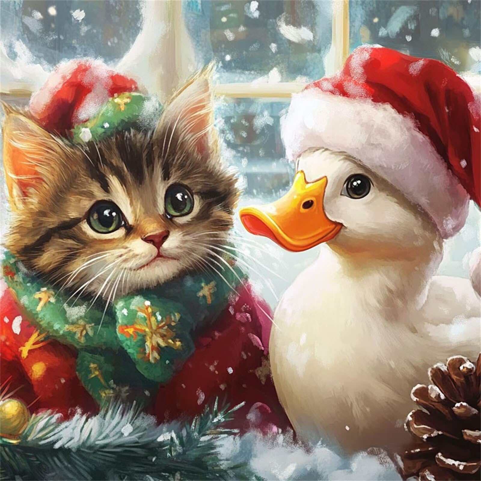 Diamond Painting Adulti, Natale Diamond Painting Kit Completo, 5D Pittura Diamante Bambini Attività Manuale Creativa e Idea Regalo, Diamantini Crystal Art Tela Fai Da Te Kit 70x70cm Animale FX#1131