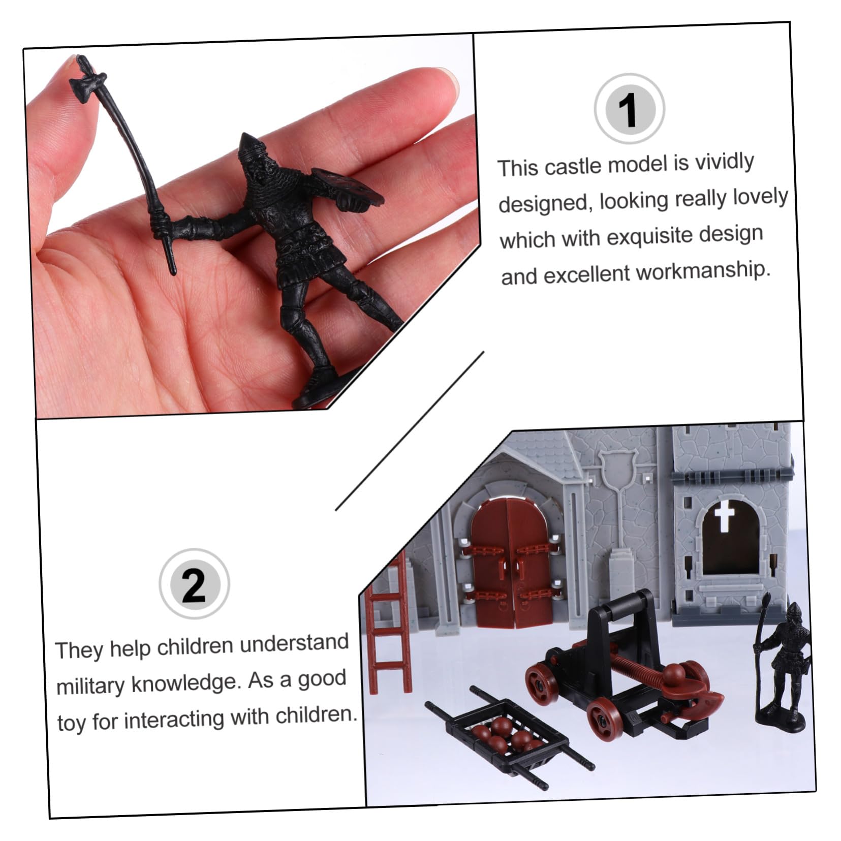 Milisten Castillo de Juguete para Niño Soldados Antiguos y Caballeros, Modelo Ensamblado para Construir, Juego Educativo de Escenas DIY para Niños