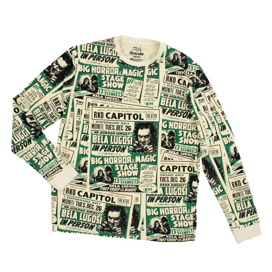 Creepy Co. Bela Lugosi Poster Pajama Set – Classic Dracula Horror Sleepwear for Adults – Soft Cotton Blend PJs3