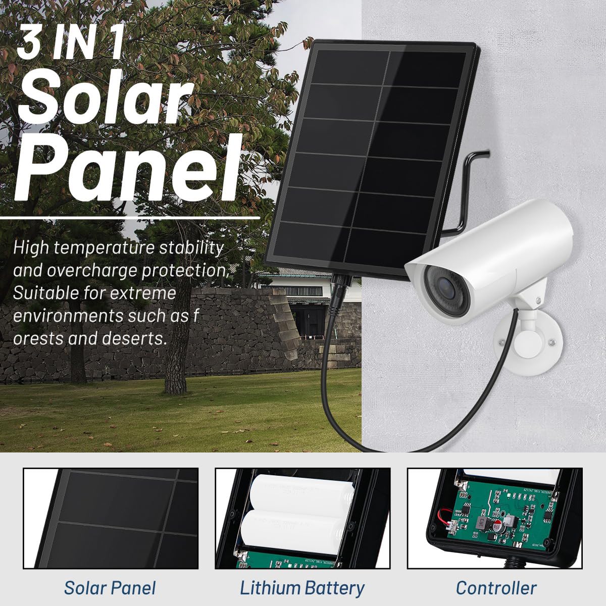 D5 zestaw mini paneli słonecznych 3 w 1, ładowarka solarna 5 W, wbudowany kontroler z baterią 5200 mAh, Dc5521 6 V wyjście do kamery szlakowej