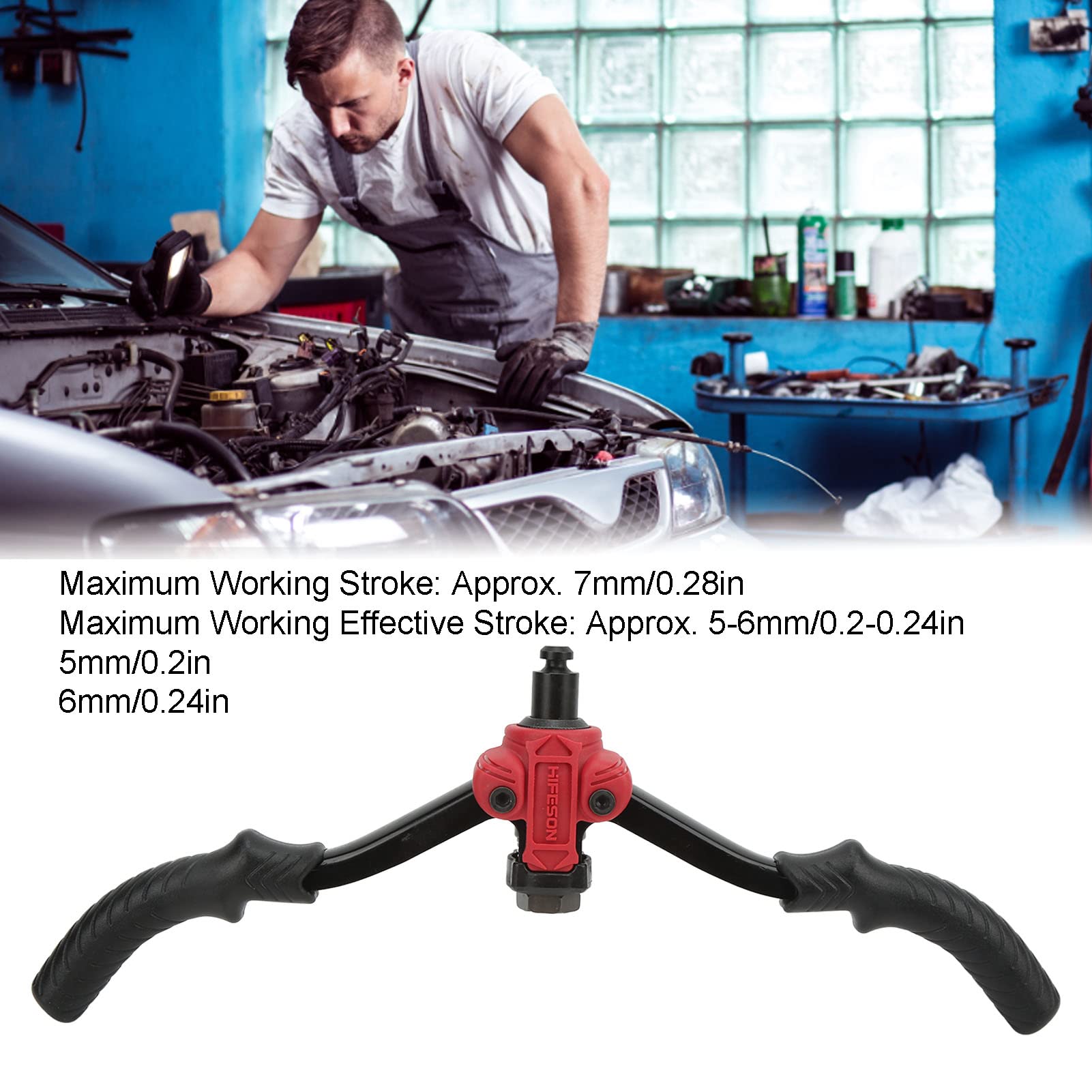 Remachadora manual con brazo de 27 veces, remachadora manual de acero al carbono tratado térmicamente con carrera de 7 mm para maquinaria, electrodomésticos, muebles