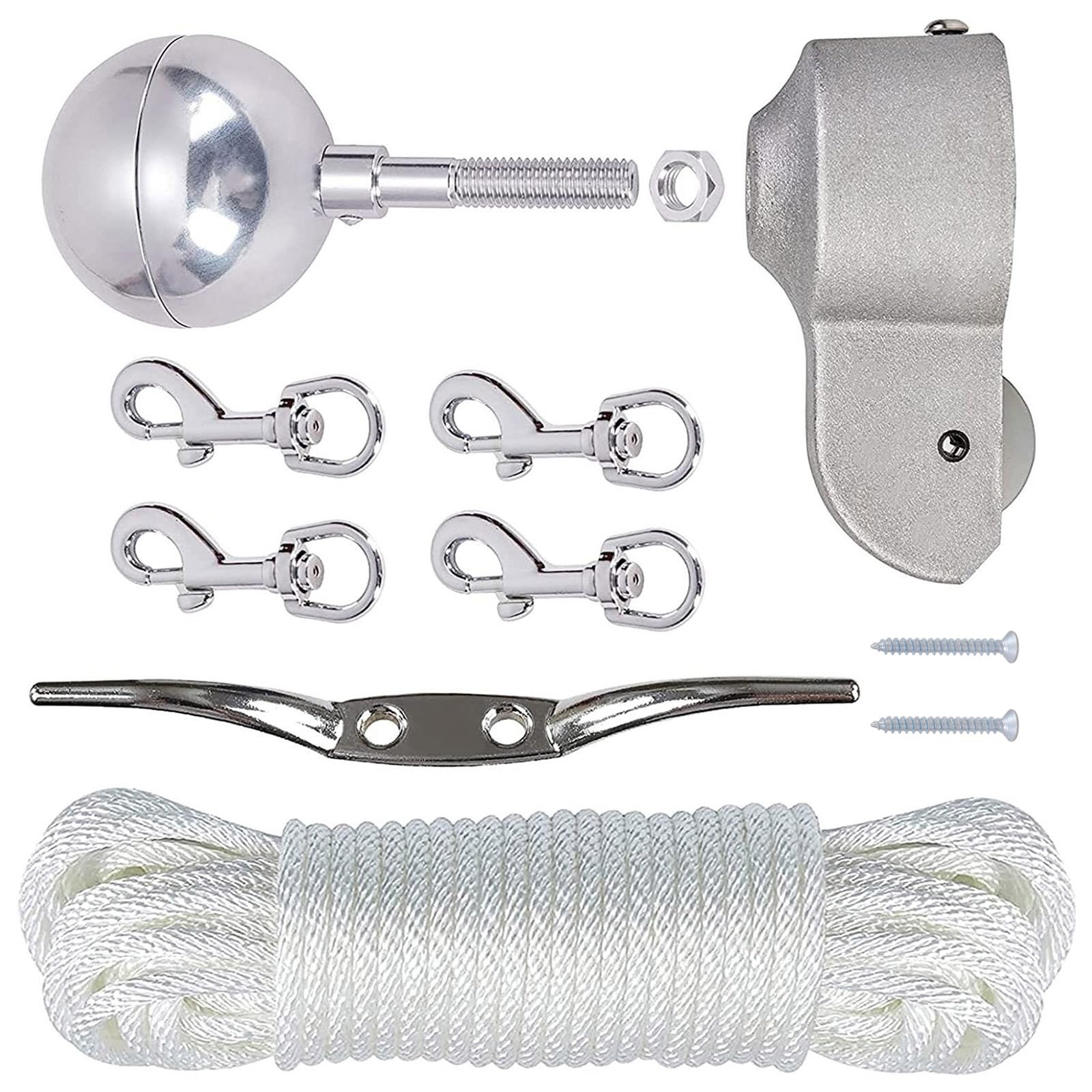 YROHGKPN Aluminum Flagpole Hardware Set Includes 3Inch Golden Ball Nut and 2Inch Nylon Pulley for Garden Flagpoles Smooth Flag Rope Sliding Mechanism