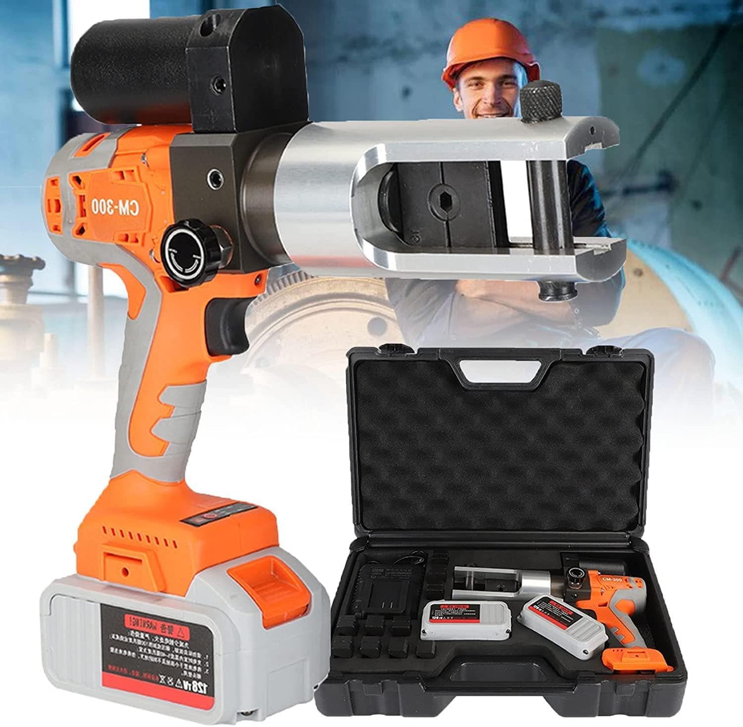 HCZKIUJY Cordless Hydraulic Crimping Tool for Copper and Aluminum Terminals, Rechargeable Battery Powered