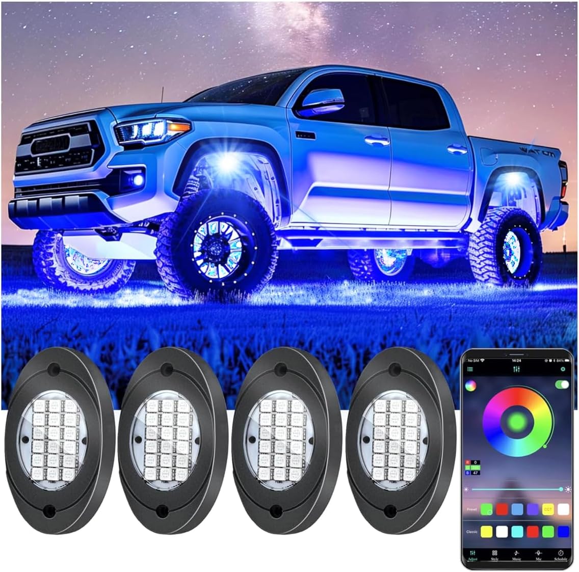 4 Pods RGB LED Rock Lights