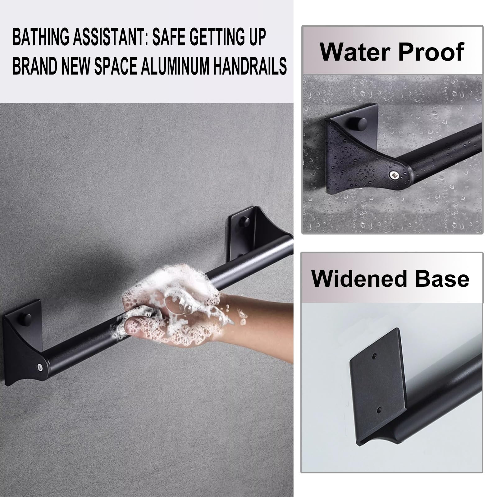 Agarraderas Baño para Mayores,asidero Baño, Aluminio Espacial, Adecuadas for Personas Mayores, Discapacitados y Niños(Gray,50cm/20in)