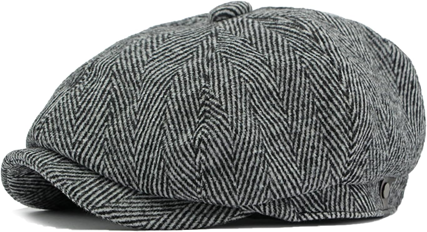 Fashion Men’s Classic Herringbone Hat Newsboy Flat Cap Gatsby Ivy Cabbie