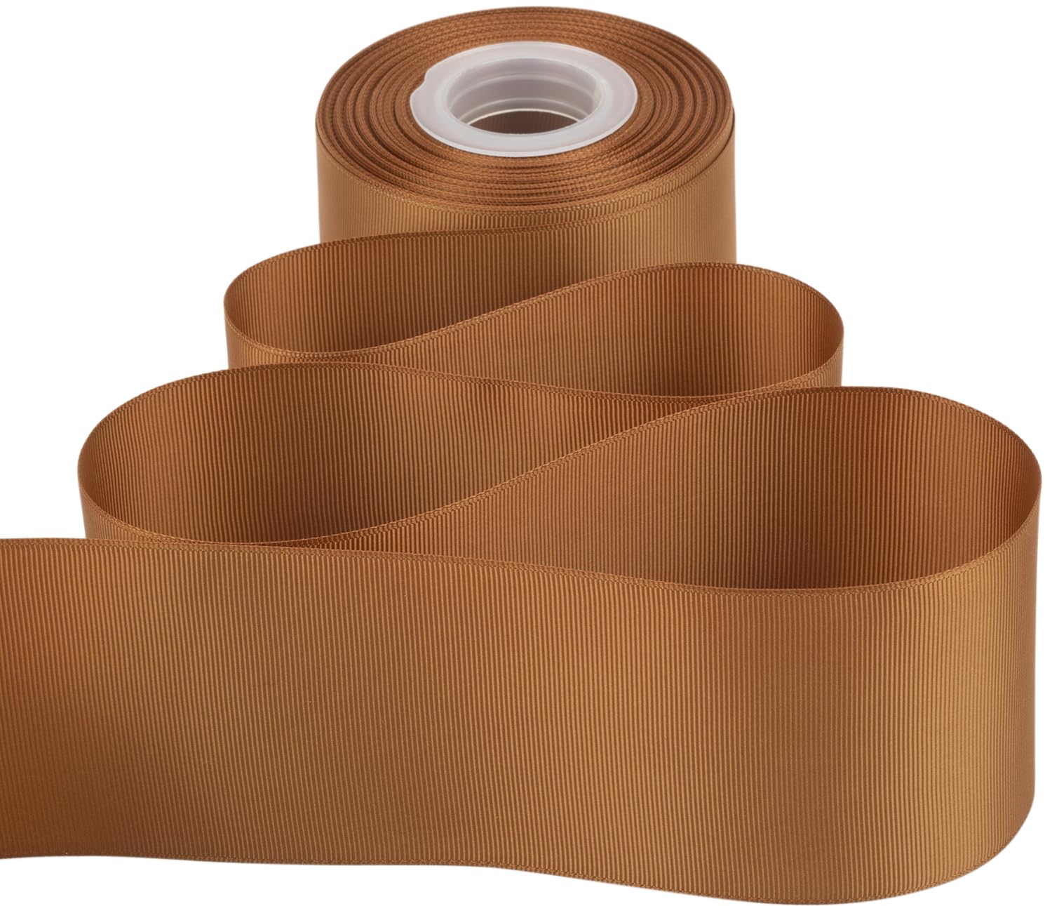 Ribbonitlux Grosgrain Ribbon 75mm x 22.5M Premium Polyester Craft Ribbon for Hair Bows, Gift Wrapping, Weddings & DIY Solid Golden Brown(#846) 1 Roll - Image 3