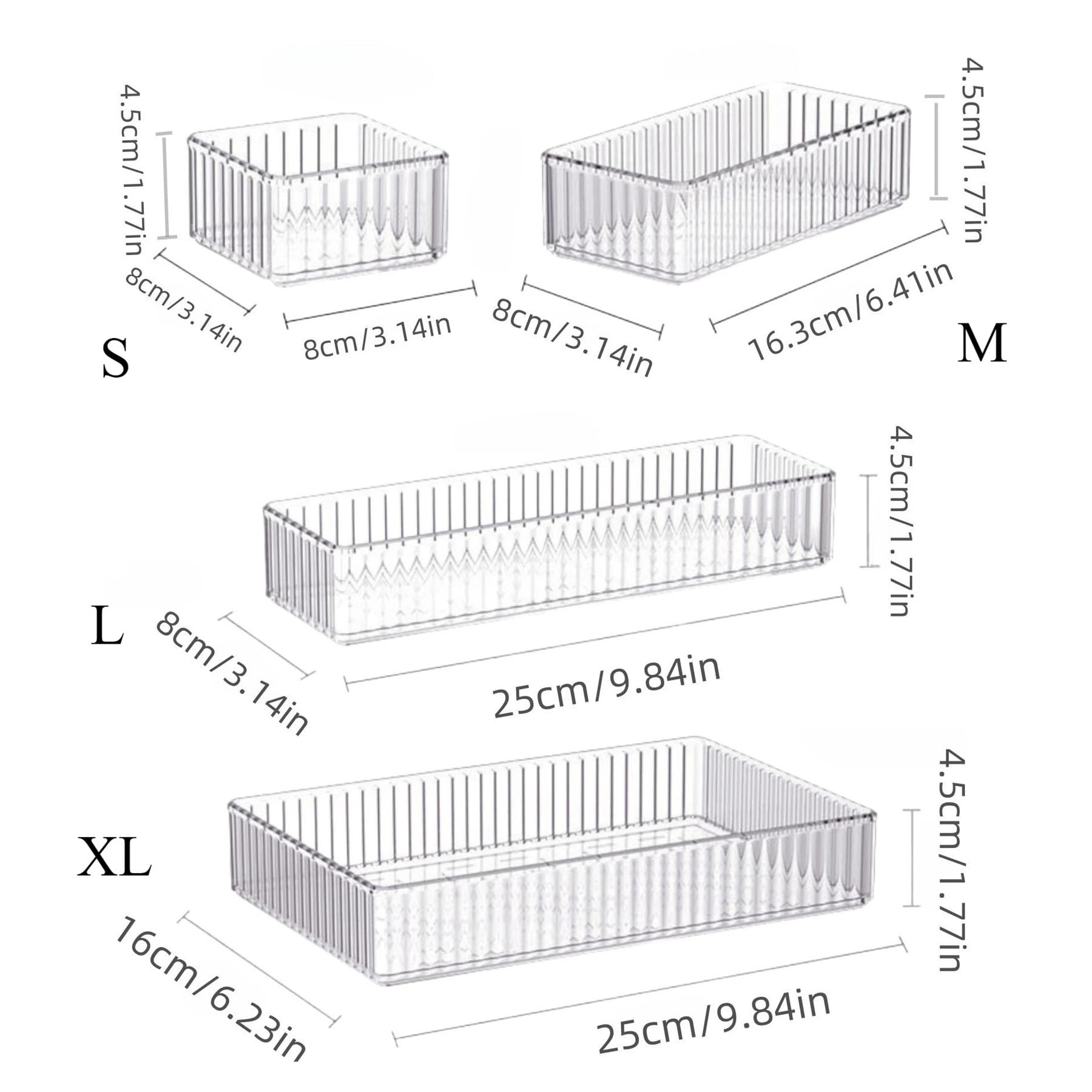 Generico Organizer for cassetti in acrilico impilabile da 7 pezzi - Vassoi divisori regolabili for cosmetici, scatola portaoggetti modulare for trucchi