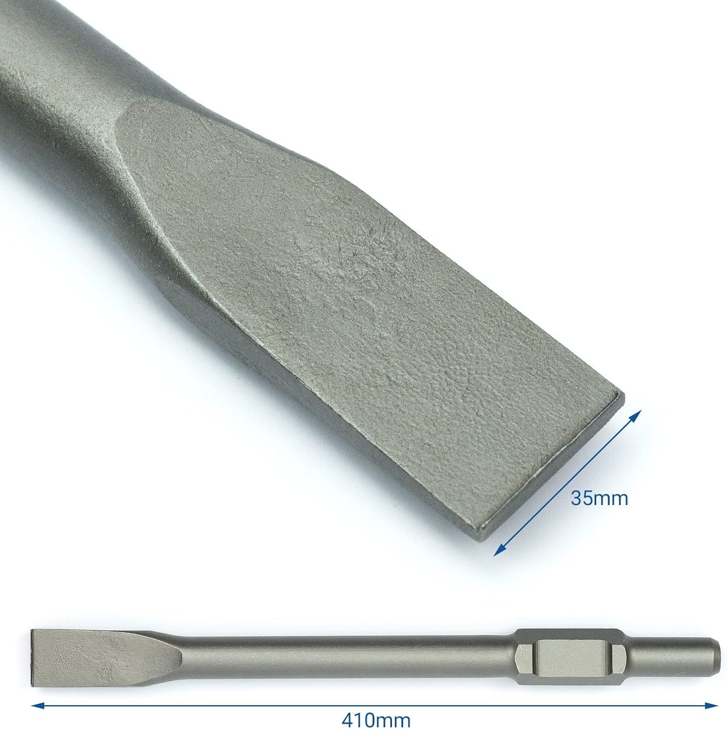 Verda 3-teiliges Meißel-Set Flachmeißel, Spitzmeißel, Breitmeißel mit robuster SDS-HEX-Aufnahme, Länge 410 mm, ideal für den Einsatz in Abbruchhämmern SN1404