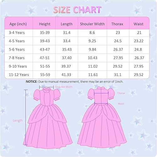 Miniatura 3 de RELARLiYA Vestido de princesa melocotón para niñas, disfraz de princesa rosa melocotón para niños, cosplay, Halloween, fiesta de cumpleaños, traje