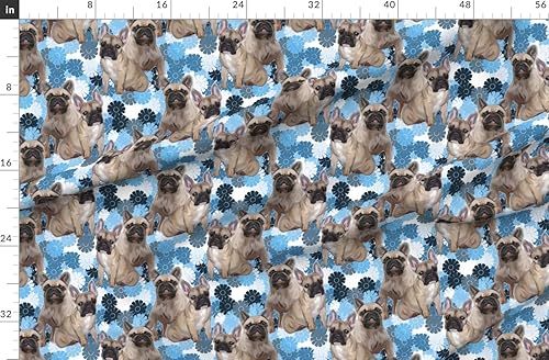 Miniatura 6 de Spoonflower Tela  Bulldog Francés Animales Perros Cachorros Pawprint Flores Impresas en Petal Signature Cotton Fabric by The Yard  Coser Acolchado