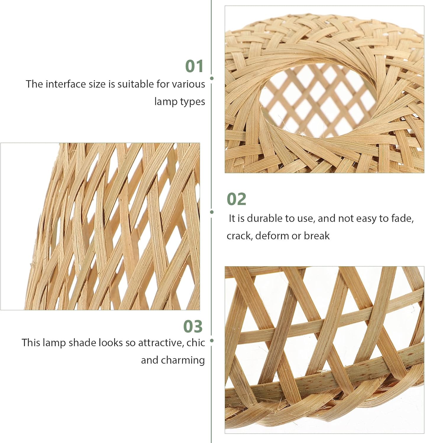 Angoily Bamboo Pendant Lamp Shade, Wicker Light Shades, Rattan Woven Pendant Light, Vintage Lampshade, Retro Hanging Lampshade for Home Living Room Bedroom Farmhouse (8.26 X 7.48 Inch)