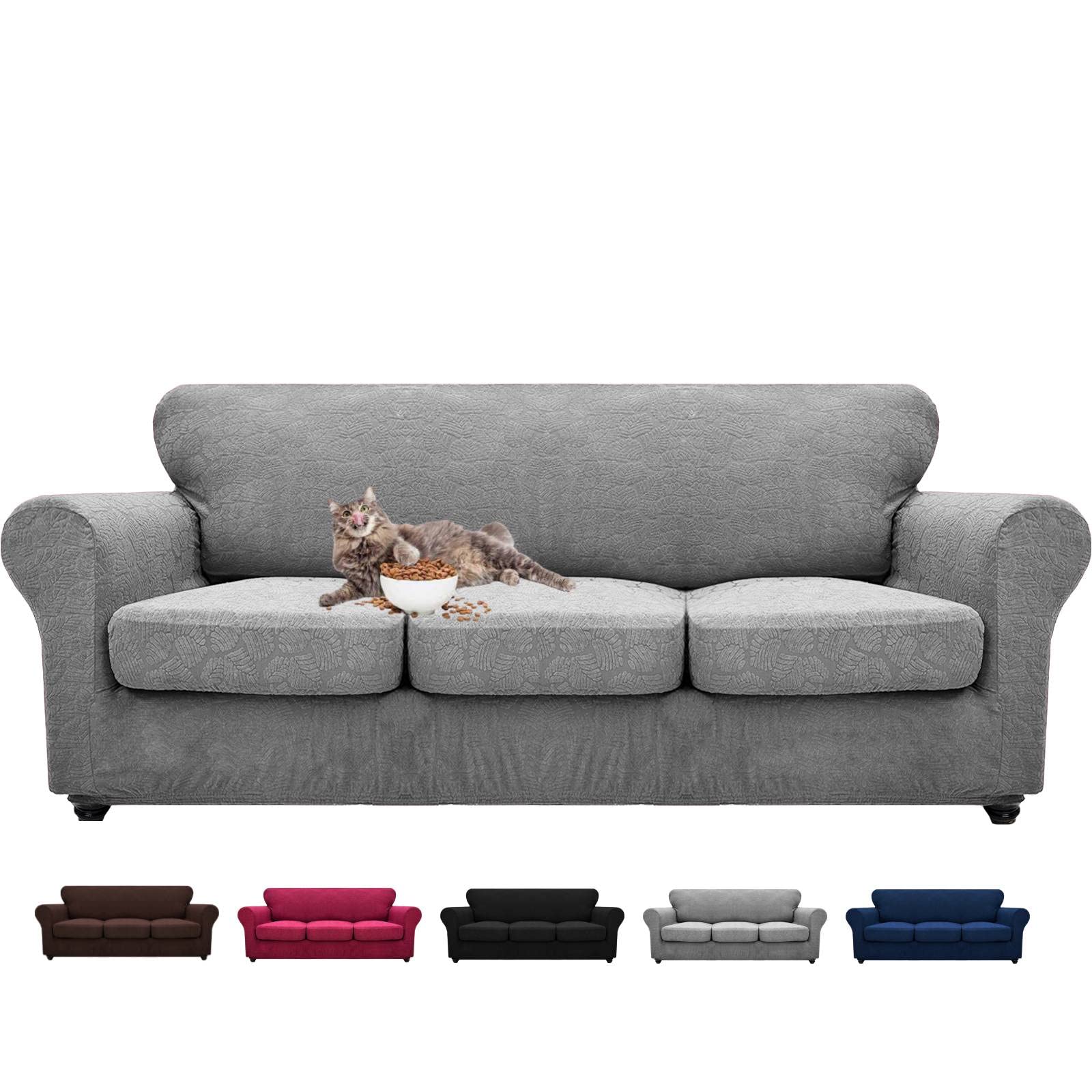MAXIJIN 4 Pieces Stretch Couch Covers for 3 Cushion Couch Non Slip ...