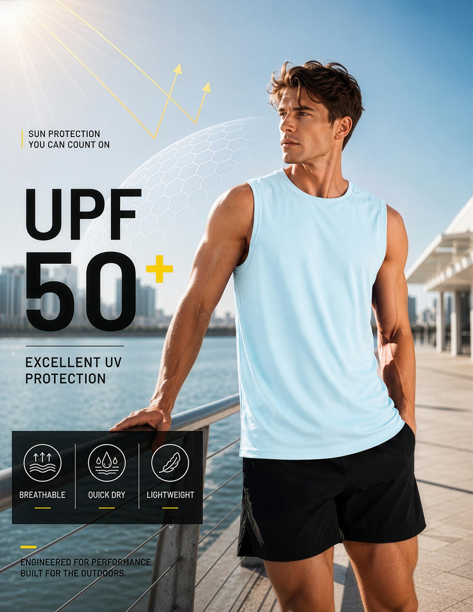 MIER Men's Workout Tank Tops UPF 50+ Swim Shirts Quick Dry Running Sleeveless UV Protection Muscle Tees