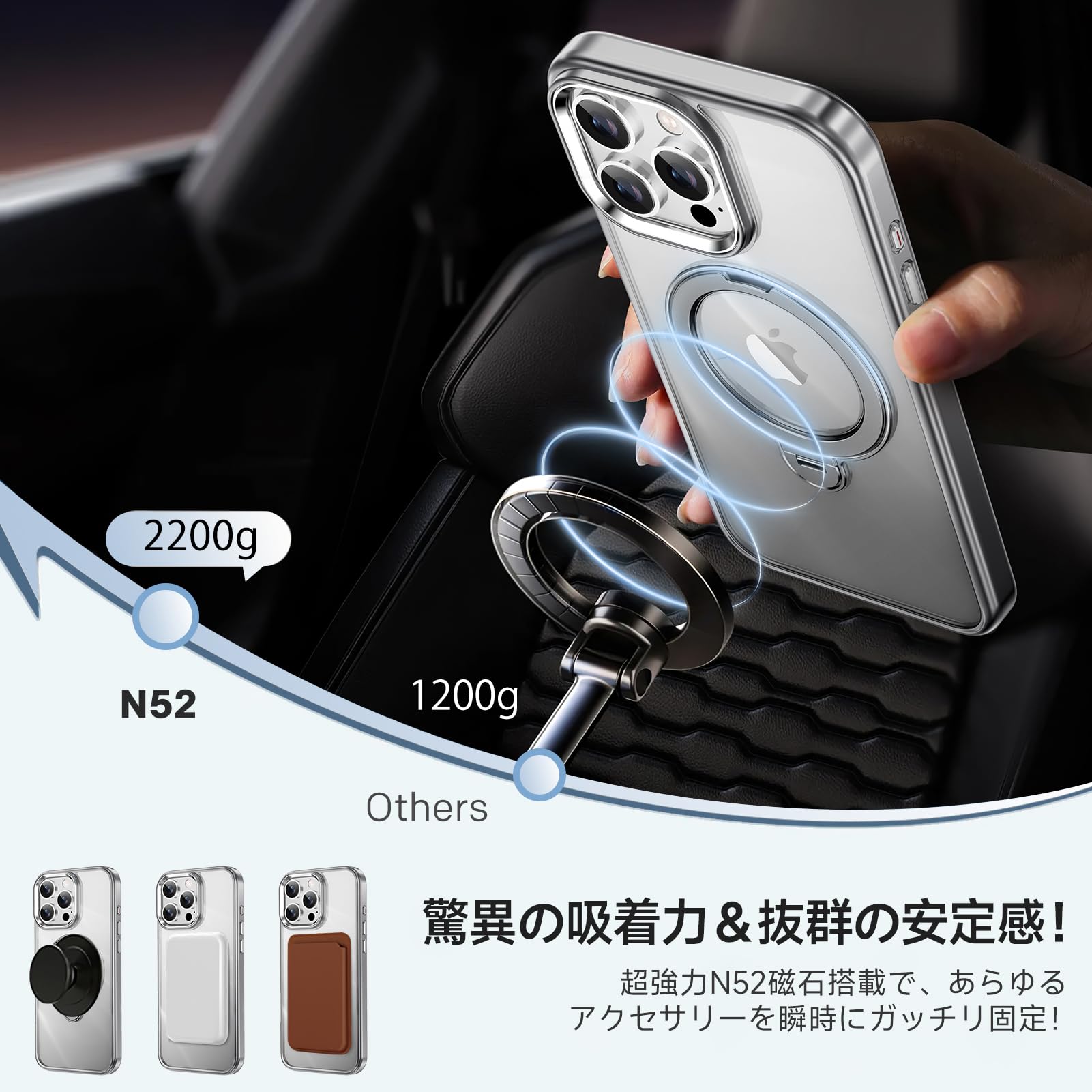 Amazon.co.jp: 【透き通る上質感・多機能360°回転スタンド】KMAMBNG