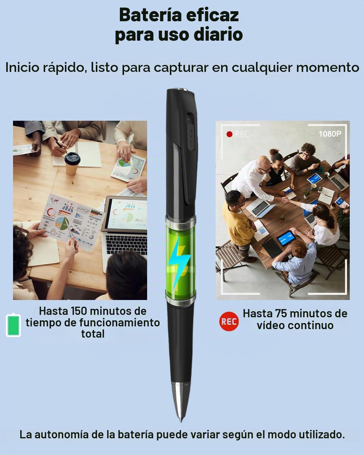 Bextgoo Mini Camara Espia, 1080P HD Camara Espia Oculta Sin WiFi con Tarjeta TF de 64GB, Grabación en Bucle y Marcado de Fecha, Vídeo y Fotos, Bolígrafo Espia para Interior y Exterior