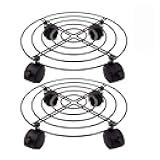 KINJOEK 2 Packs 10.6 In Metal Plant Stand with Wheels, Load Max 110Lbs Round Flower Pot Plant Caddy Outdoor with 360° Rolling Casters for Indoor, Home, Garden, Black