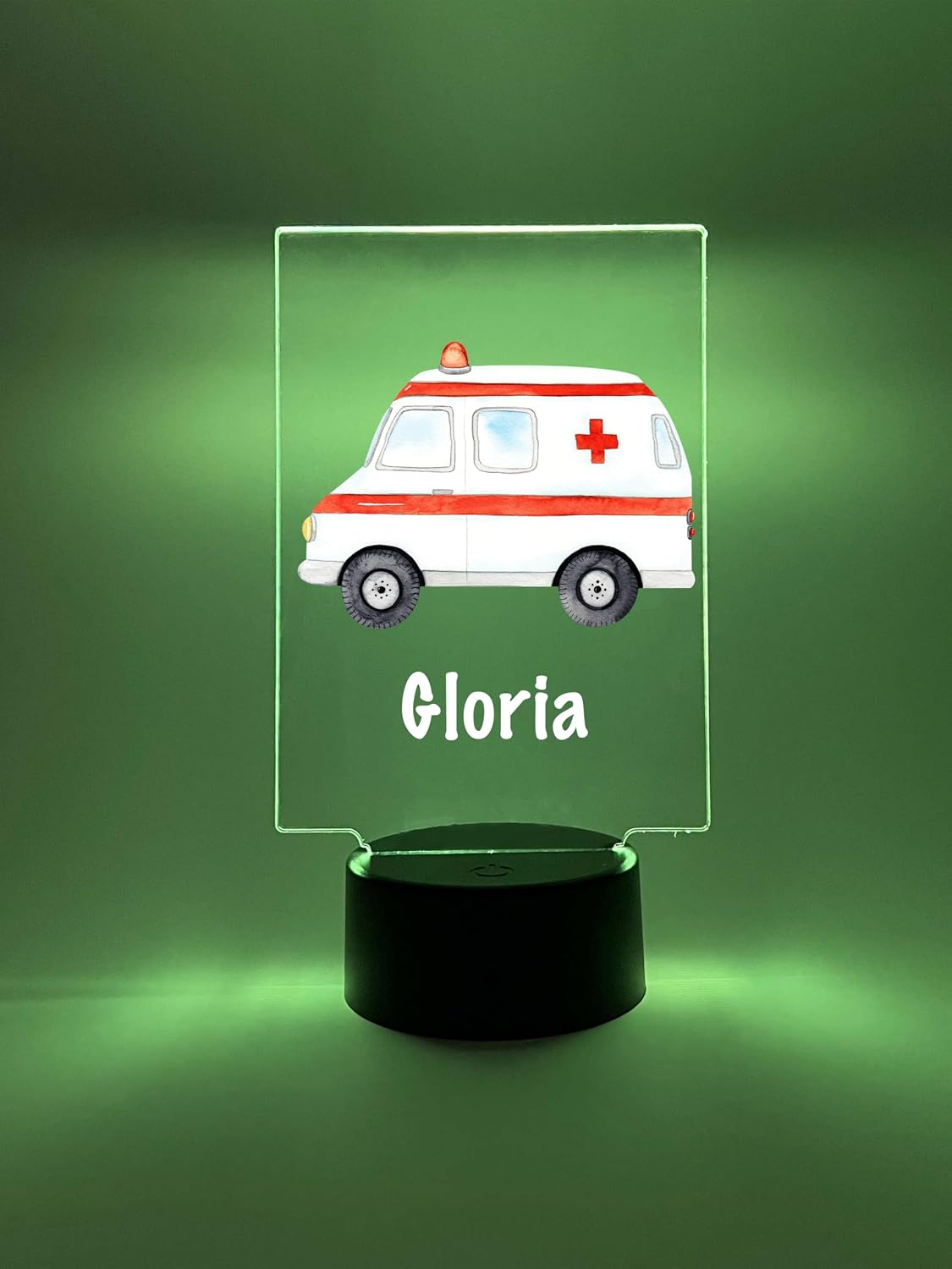 MIRROR MANIA Ambulance Emergency Services Truck Nursery Boys Night Light Up Desk Table Lamp LED Custom Engraved Name |16 Color Options Bedroom Room Decor | Christmas Birthday Gift | Personalized Free image 4