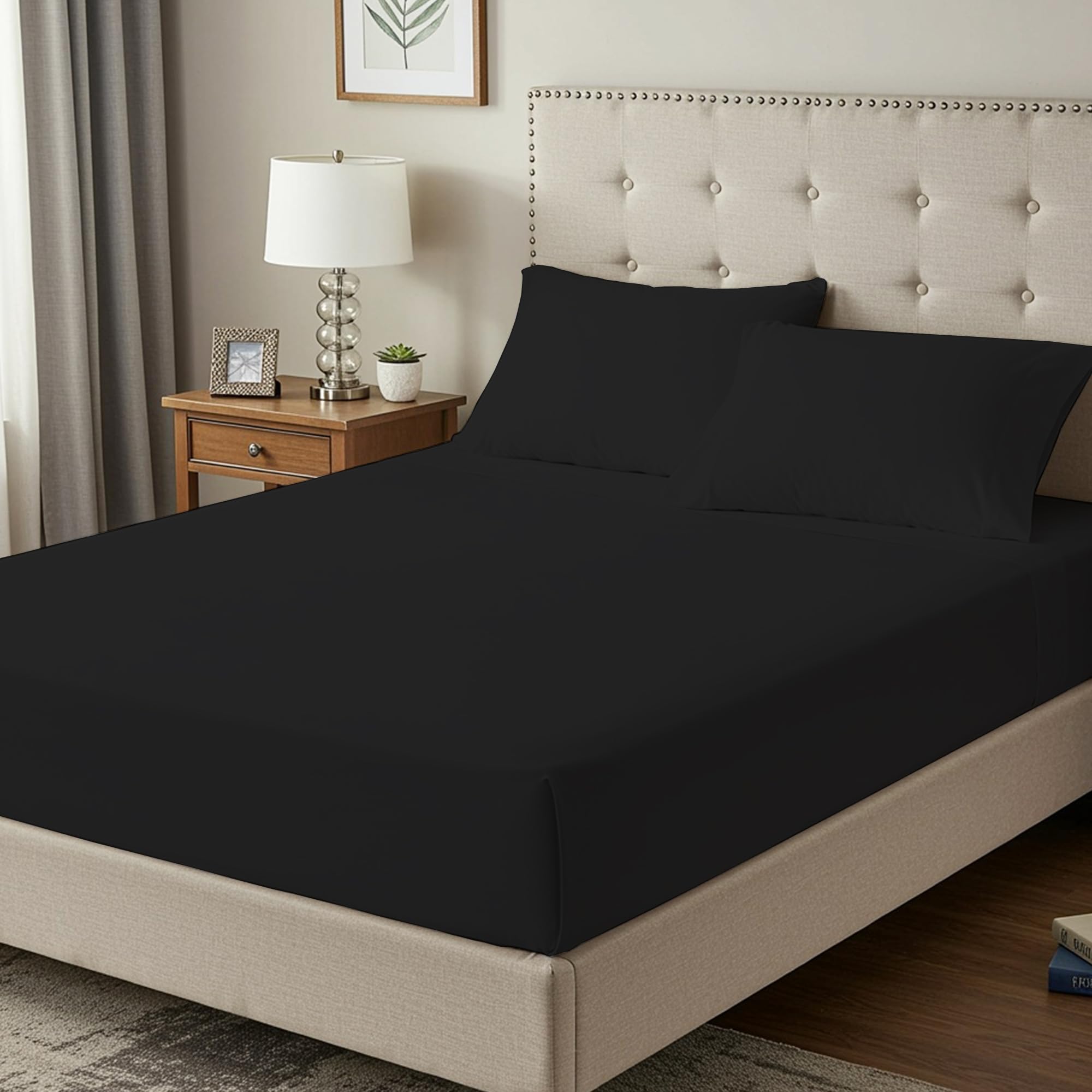 100% Egyptian Cotton 400TC Single Fitted Sheet, 35cm Deep Pocket โ image 1