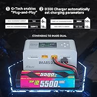 Vista 2 de Gens Ace Lipo Battery Charger IMARS D300 G-Tech Series Smart Dual Lipo Charger 16A AC 300W DC 700W Lipo ChargeWhite