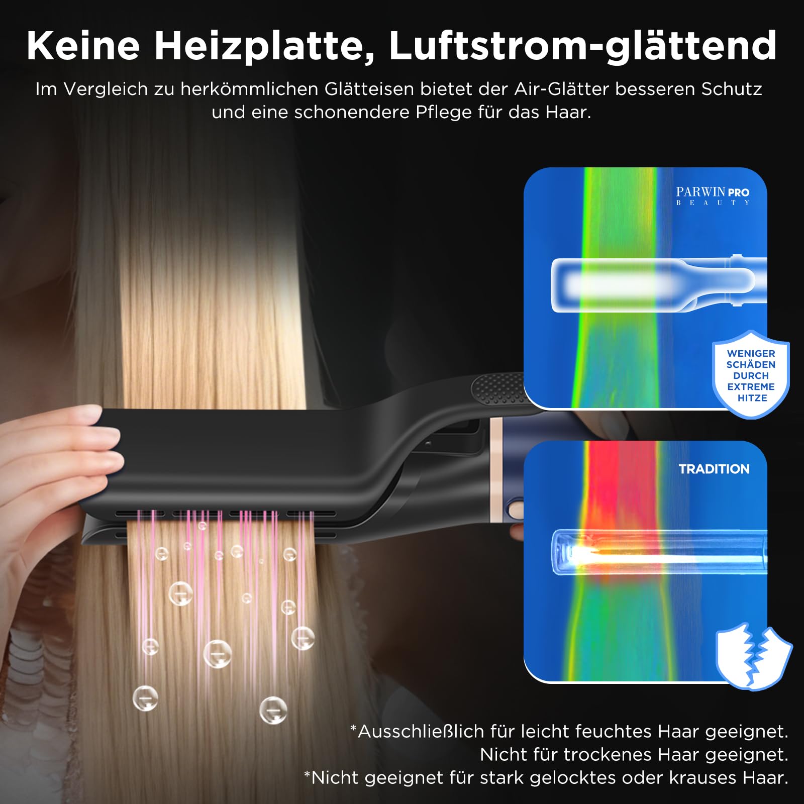 Air Glätteisen ＆ Auto-Wrap Lockenaufsätzen - 6 IN 1 Airstyler Set - PARWIN PRO BEAUTY Ionen Haartrockner Set, 110,000 RPM Hochtouriger Motor, für Trocknen, Glätten, Volumen, Locken- Weiß