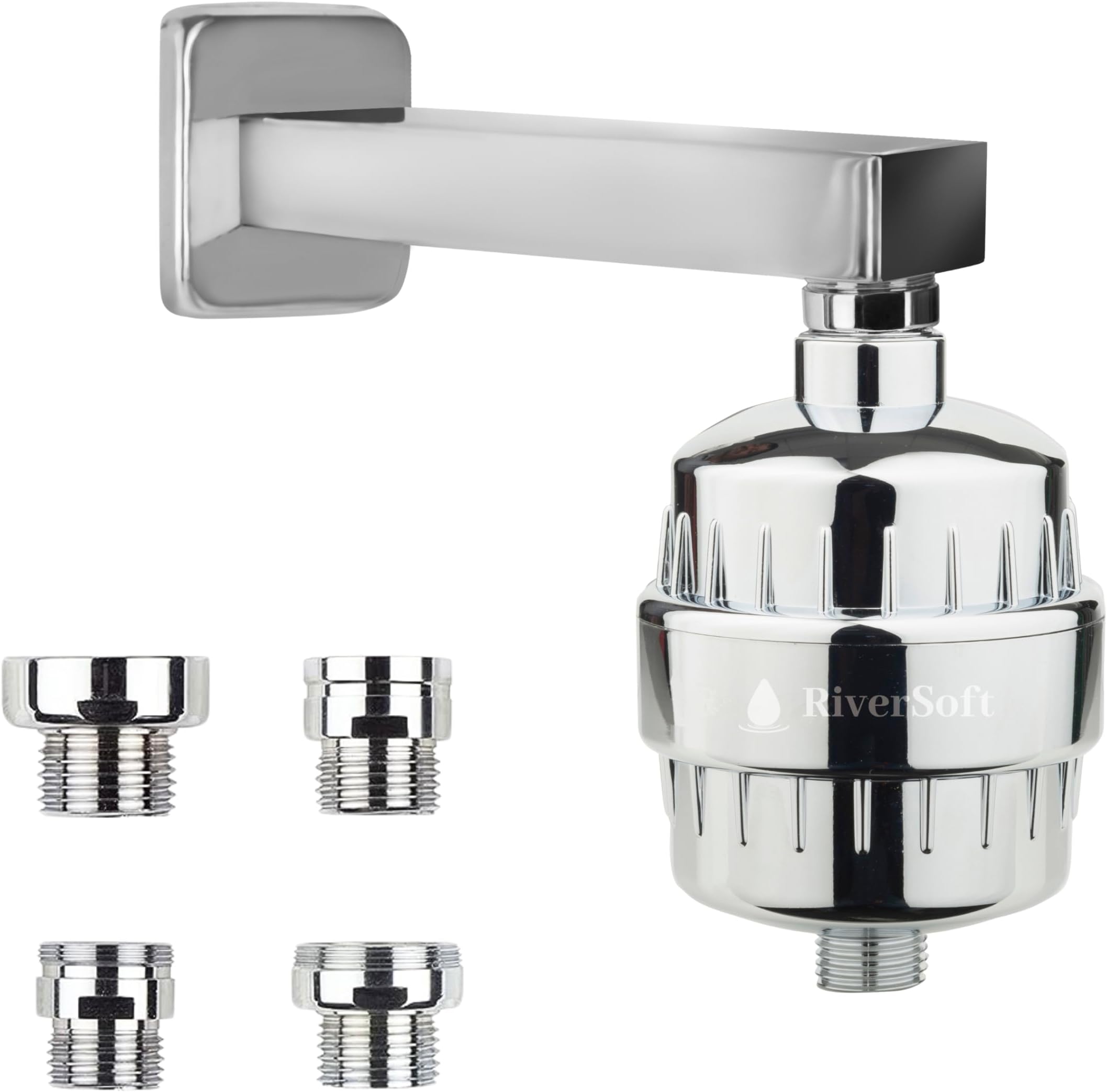 RiverSoft SF-15 Pro Tap Filter for Hard Water with 15 Stage with Tap Adaptors| Water Softener for Bathroom (Chrome)