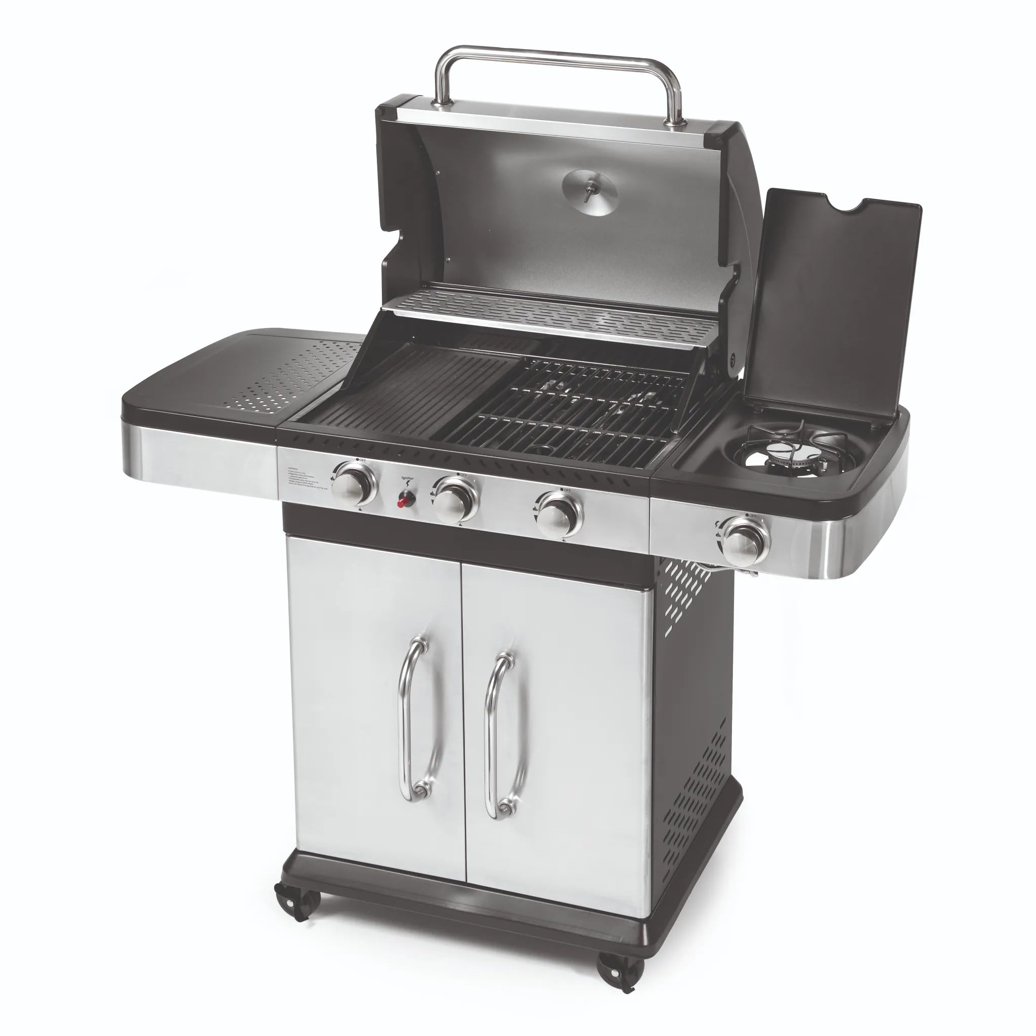 Barbecue a Gas Indianapolis 4 Ompagrill 3 Bruciatori Fornello Laterale Ruote
