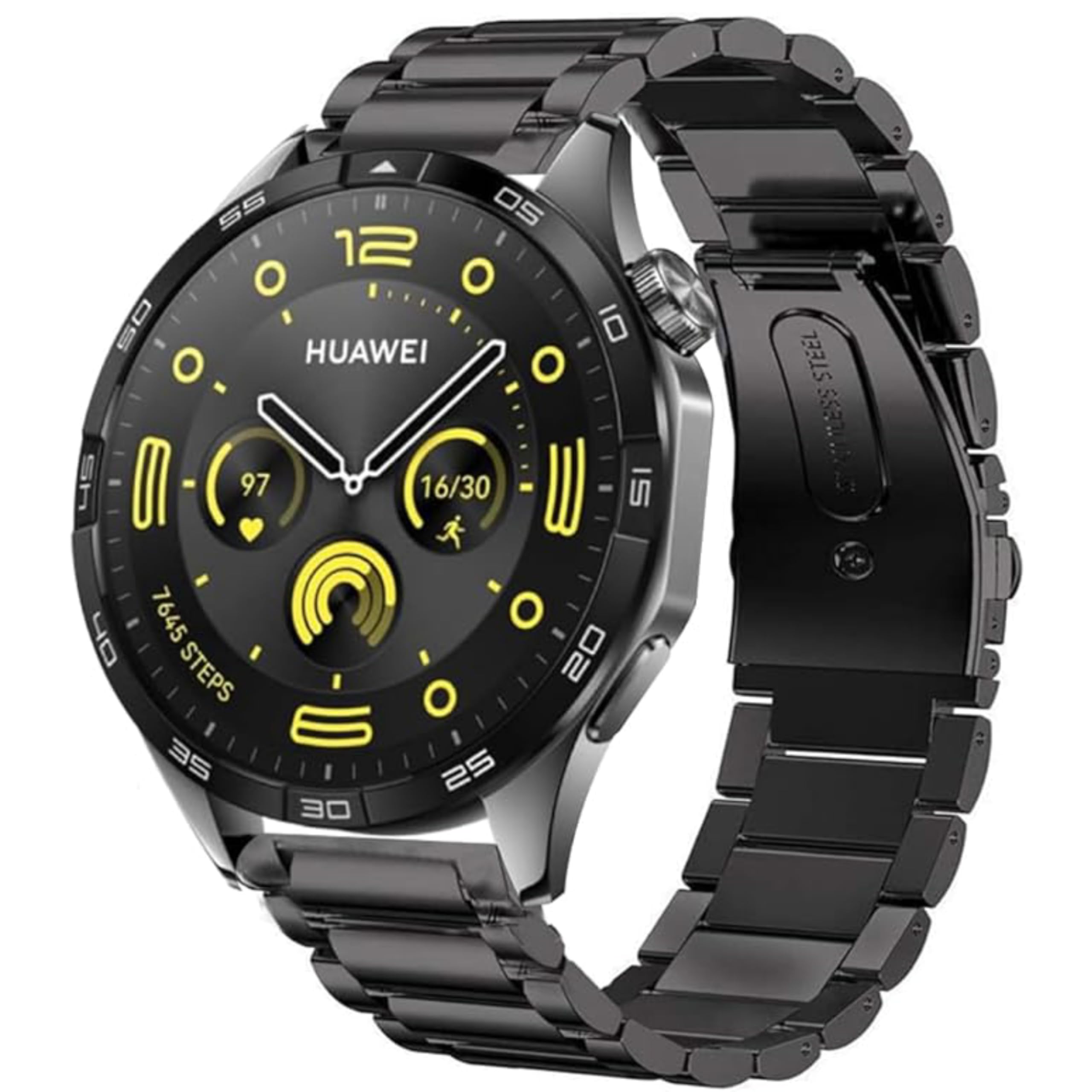 NESLINStainless Steel Band Compatible with Huawei Watch GT4 46mm/Watch 4/4 Pro/GT3/GT3 Pro/GT2 Pro/GT2 46mm/GT Runner/Watch 3/3 Pro Stap, 22mm Stainless Steel Replacement Strap Men Women