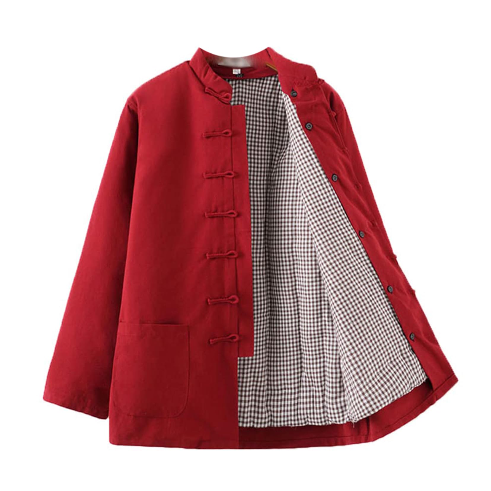 Traje Tang, Uniforme de Tai Chi de invierno, chaqueta de traje de grueso desmontable, tela áspera vieja de algodón, ropa cálida de Kung Fu chino for hombres(Red_3XL)
