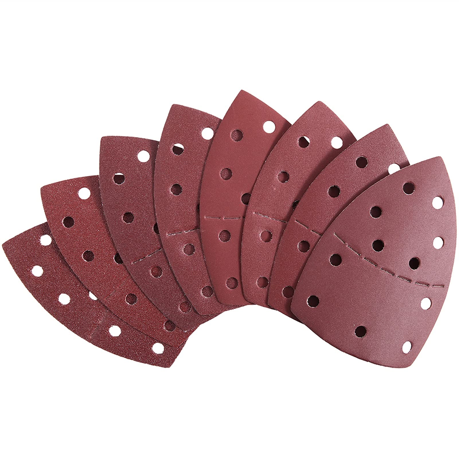 Disco de Lija 80 PCS Hojas de Lijado 11 Agujeros de óxido de Aluminio 60 80 120 180 240 320 400 800 Grit Landspaper Mix Landing Paper Kit de Pulido