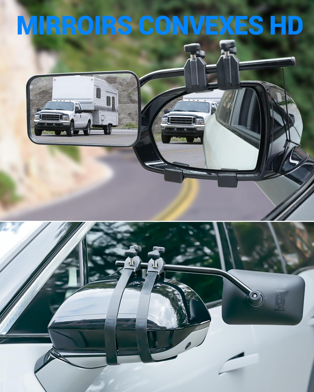 SUPAREE Convexe Rétroviseur Caravane Voiture Rétroviseurs Extérieurs Camping-car Retroviseur Voiture pour Caravane Angle Mort Extension Universel Lot de 2