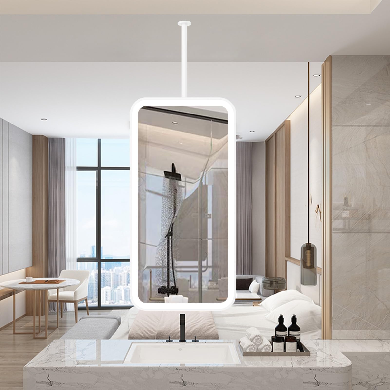 Miroir lumineux à LED de salle de bain pour un réveil lumineux à l'hôtel