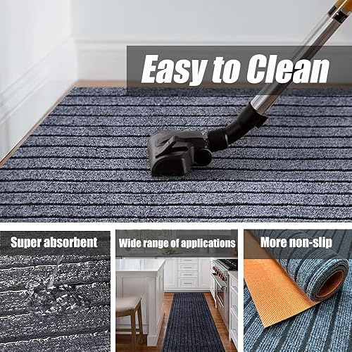 Miniatura 5 de Antenat Paquete de 2 tapetes de puerta de perfil bajo para interiores y exteriores, tapetes duraderos para zapatos, puerta delantera, hogar, patio,